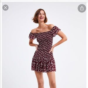 Zara Smocked Floral Mini Dress - XS